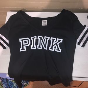 v neck pink short sleeve